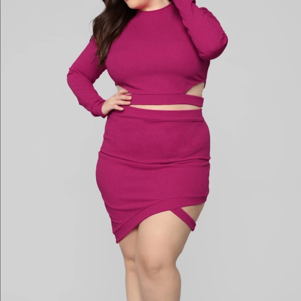 Plus Size Glitter Skirt Set